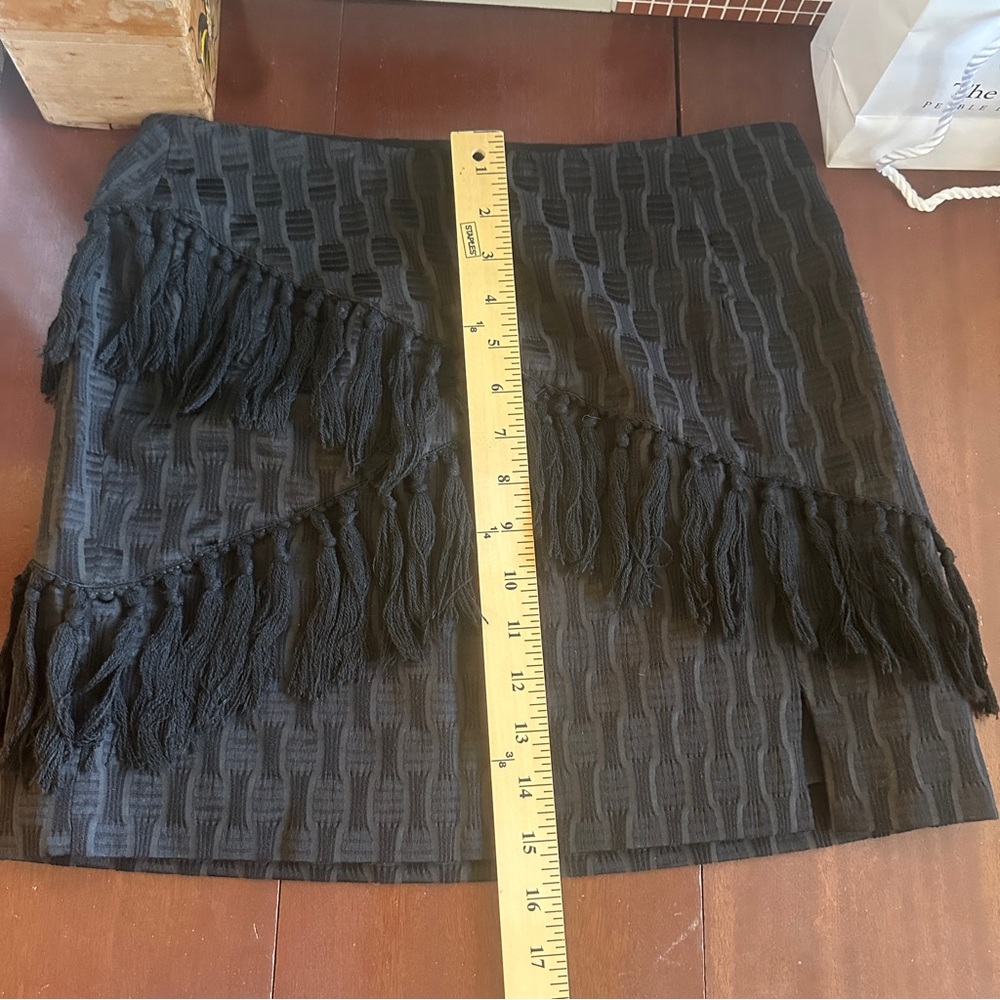 Wayf Black Tassel Fringe Textured Patterned Mini Skirt Small - Picture 9 of 9